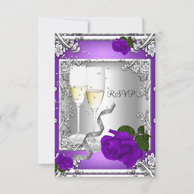 RSVP 40e fête d'anniversaire Purple Rose Argent (Devant)
