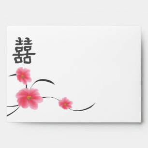 RSVP A7 Enveloppe cerise en fleurs Double bonheur
