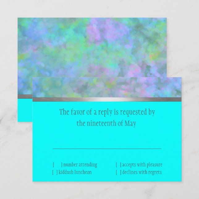 RSVP Abstract Design en Argent Turquoise (Devant / Derrière)