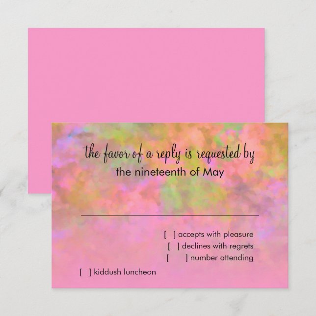 RSVP Abstract Design in Pink Card (Front/Back)