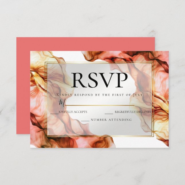RSVP | Abstract Watercolor Autumn Colours 3 Invitation (Front/Back)