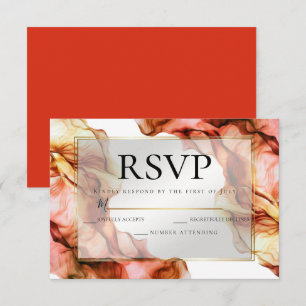 RSVP Abstract Watercolor Autumn Colours 4 Invitation