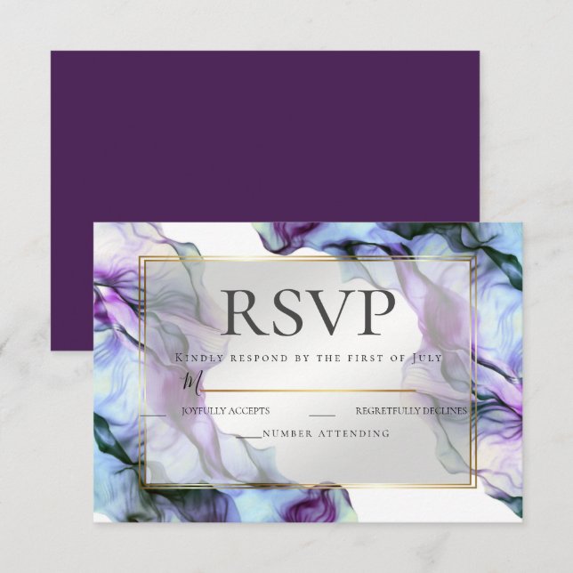 RSVP | Abstract Watercolor Deep Purple Invitation (Front/Back)