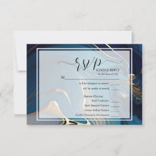 RSVP Abstrait Liquid Gold Blue Marble choix de rep