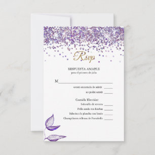RSVP Acuarela Follaje Púrpura morada Card