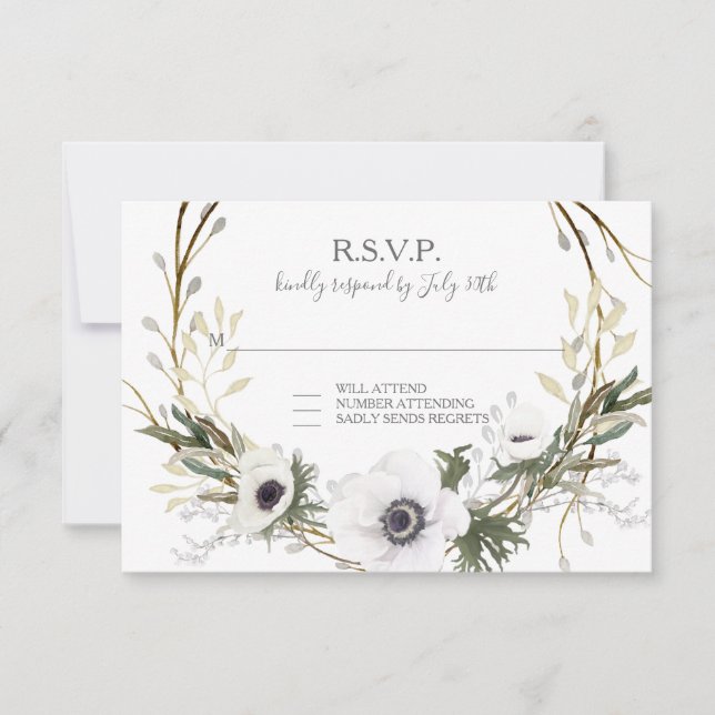 RSVP Anemone Floral BOHO Twig Wreath Aquarelle (Devant)