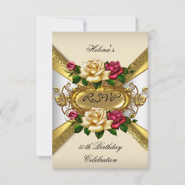 RSVP Anniversaire Roses Red Cream Gold 3 (Devant)