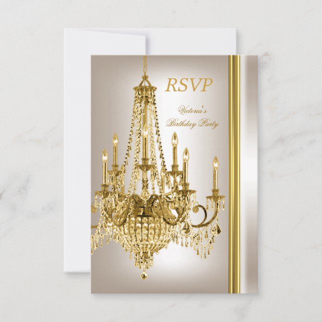 RSVP Anniversaire Soirée Gold Chandelier blanc crè (Devant)