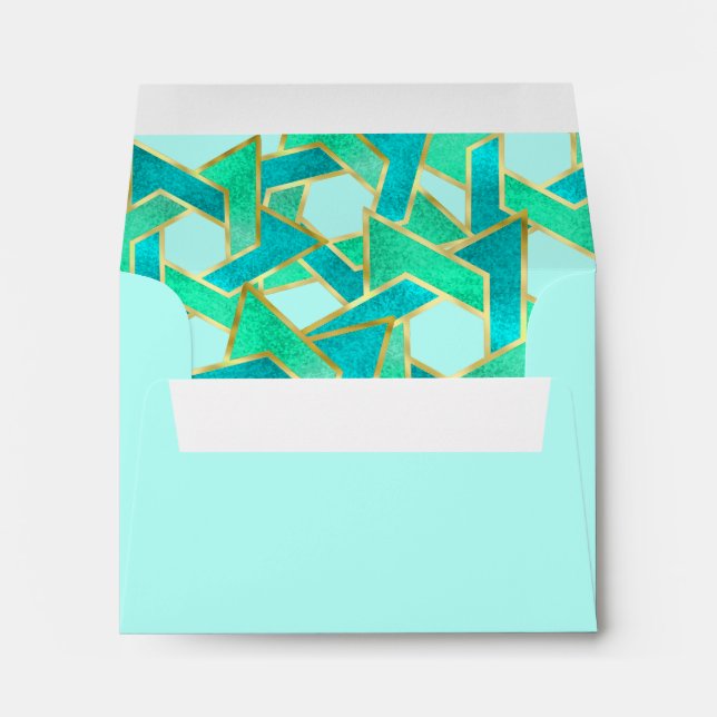 RSVP Aqua Turquoise Star de David Gold Enveloppe (Dos (Bas))
