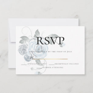RSVP   Aquarelle Dusty Blue Floral Mariage
