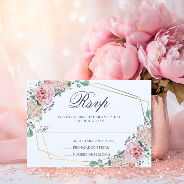 RSVP Aquarelle rose espagnol Quinceañera Quince (RSVP Watercolor Pink Spanish Quinceañera Quince)