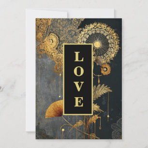 *~ RSVP AR26 QR Gold Lace LOVE Vintage 21 Wedding  Invitation