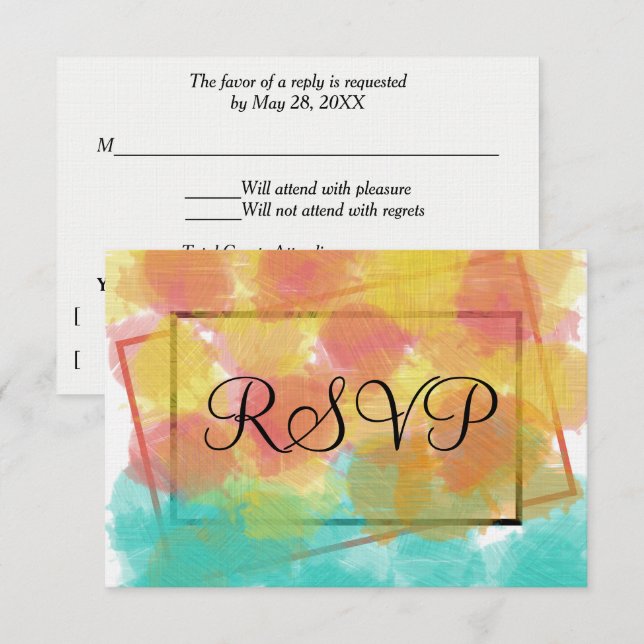 RSVP Artsy Gouache Geometric Watercolor Card (Front/Back)