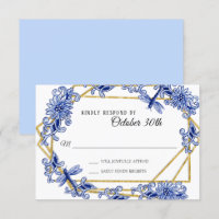 RSVP Asian Influence Sky Blue Floral Watercolor