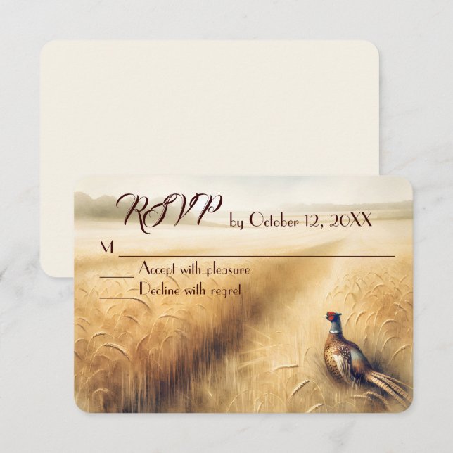 RSVP au mariage du faisan d'automne (Devant / Derrière)