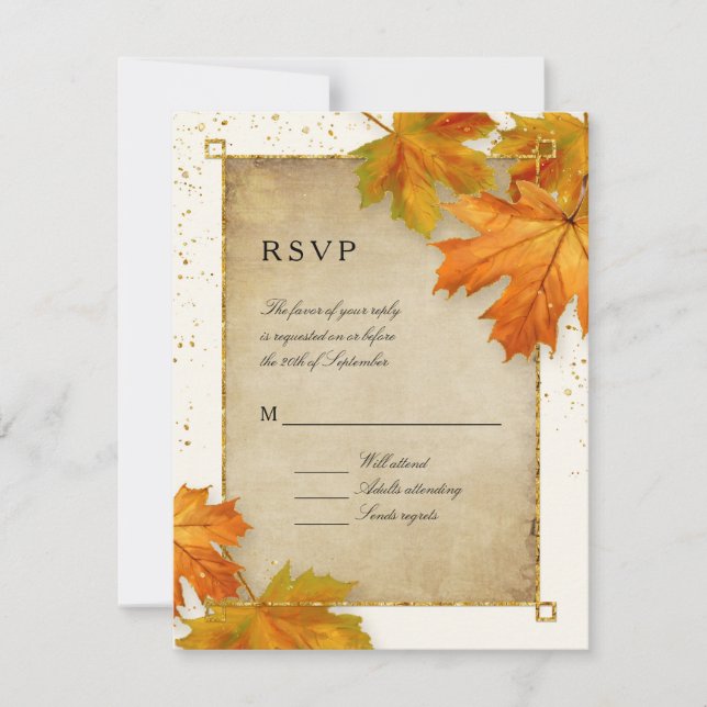 RSVP Automne Tomber Feuille Élégant Mariage (Devant)
