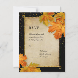 RSVP Automne Tomber Feuille Élégant Mariage