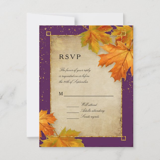 RSVP Automne Tomber Feuille Élégant Mariage (Devant)