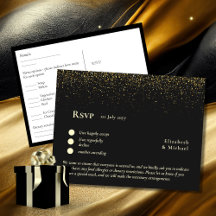 RSVP avec Modèle de menu | Or noir