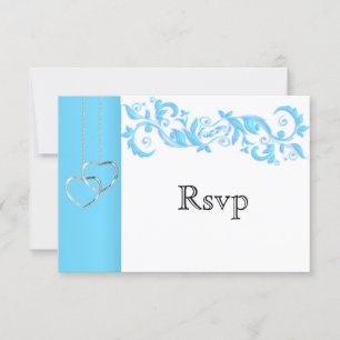 RSVP  Baby Blue Floral Swirl and White Card