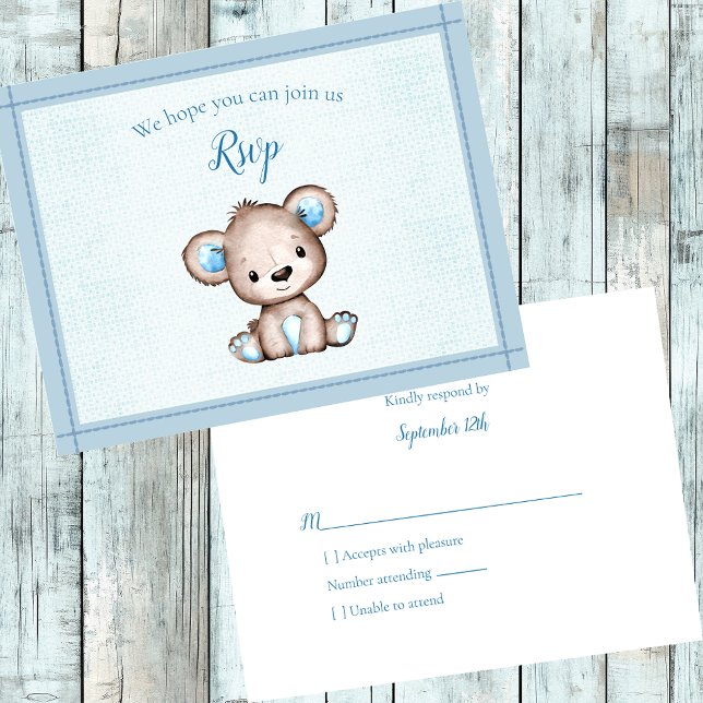 RSVP Baby Shower Cute Brown Bear Card (Creator Uploaded)