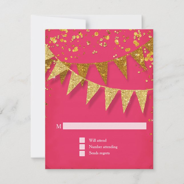 RSVP Bannière moderne Pennant avec Parties scintil (Devant)
