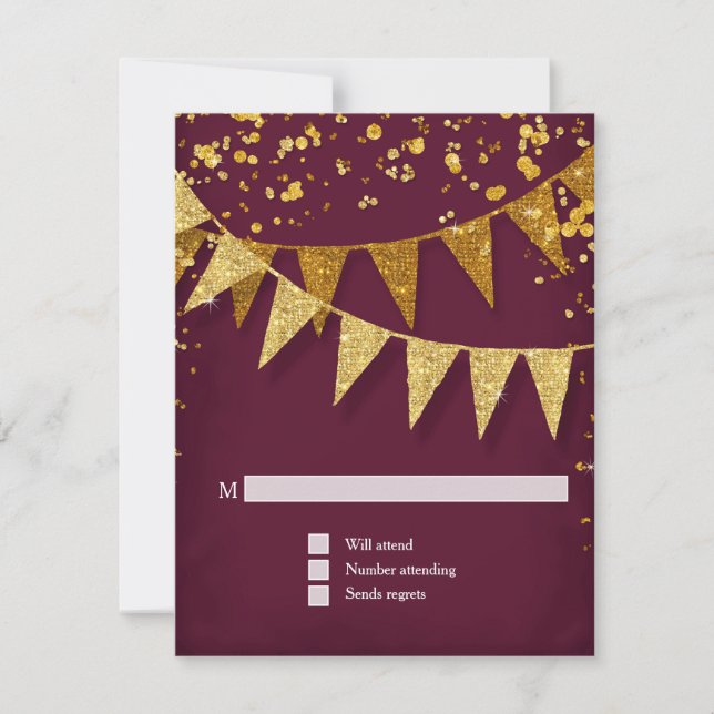 RSVP Bannière moderne Pennant avec Parties scintil (Devant)