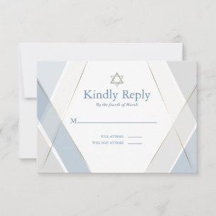 RSVP Bar Mitzvah  Modern Geometric Blue Grey