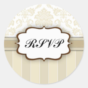RSVP - Beige Damask Stripe Sticker