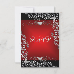 RSVP Birthday Party Black Bright Deep Red Big Card