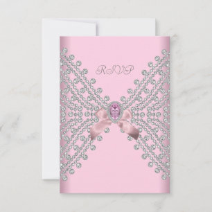 RSVP Birthday Party Pink Silver White Diamond 2 Card