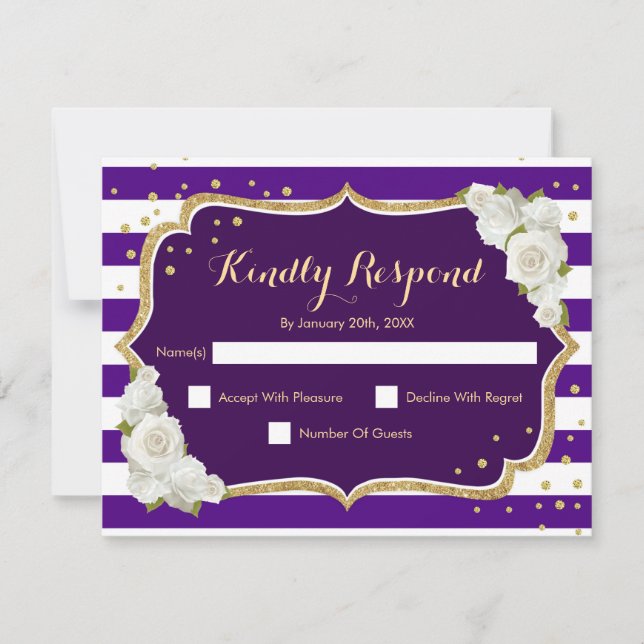 RSVP Birthday Party - Purple Gold Card (Front)