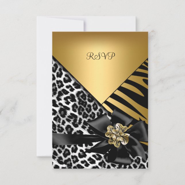 RSVP Birthday Party Zebra Leopard Gold Elegant (Front)