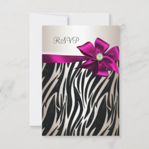 RSVP Birthday Party Zebra White Cream Black Pink Card