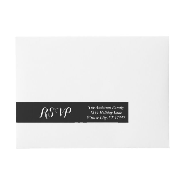 RSVP Black or any Custom Colour Wraparound Address Label (Front)