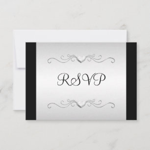 RSVP Black Silver Love Hearts All Events Card