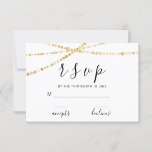 RSVP Black White Rose Floral Delicat Golden Lights Card