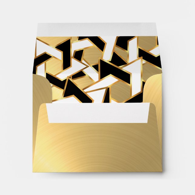 RSVP Black White Star of David Gold Envelopes (Back (Bottom))