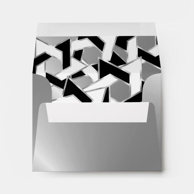 RSVP Black White Star of David on Silver Envelopes (Back (Bottom))