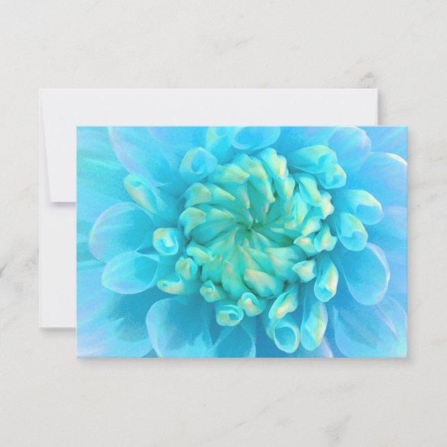 RSVP bleu turquoise Dahlia Fleur à l'aquarelle (Devant)