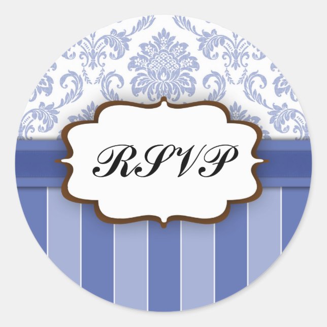 RSVP - Blue Damask Stripe Sticker (Front)