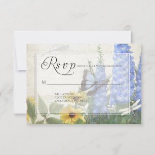 RSVP Blue Delphinium Yellow Daisy Butterfly Garden