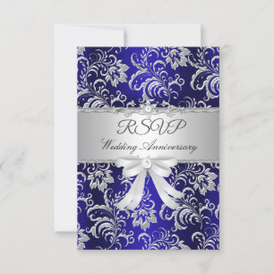 RSVP Blue Floral Bow 25e anniversaire Mariage