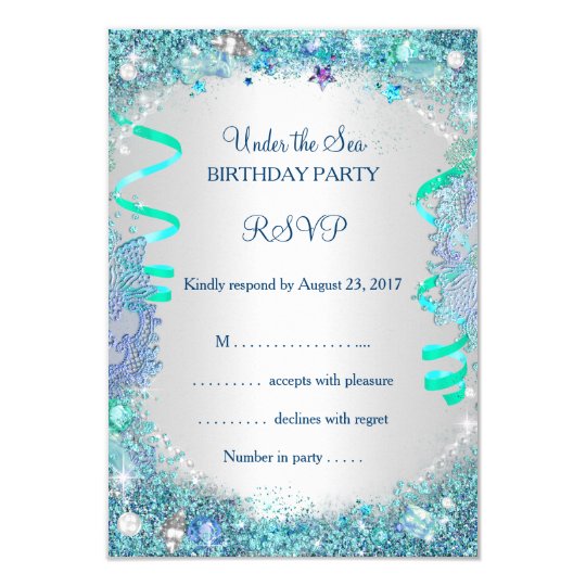RSVP Blue Under The Sea Birthday Party Card