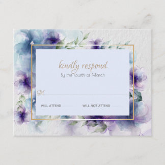 RSVP | Blue-Violet Translucent Watercolor Flowers Enclosure Card