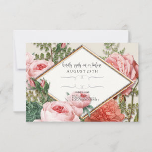 RSVP Blush Rose Gold Romantic Pretty Pink Flowers Card
