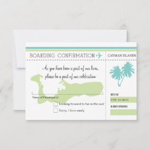 RSVP Boarding Pass to CAYMAN ISLANDS Card