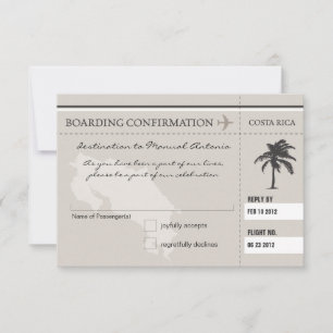 RSVP Boarding Pass TO COSTA RICA Card