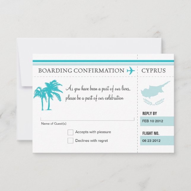 RSVP Boarding Pass TO Cyprus Card (Front)