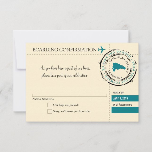 RSVP Boarding Pass TO Dominican Republic (Front)